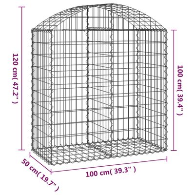 vidaXL Oblúkový gabionový kôš 100x50x100/120 cm pozinkované železo