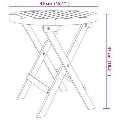 vidaXL Skladací záhradný stôl biely Ø46 cm masívne akáciové drevo