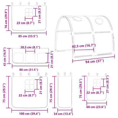 vidaXL Poschodová posteľ so závesmi modrá 90x200 cm masívna borovica