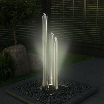 vidaXL Záhradná fontána, strieborná 48x34x123 cm, nehrdzavejúca oceľ