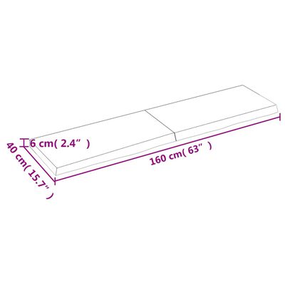 vidaXL Stolová doska tmavohnedá 160x40x(2-6) cm ošetrený dubový masív