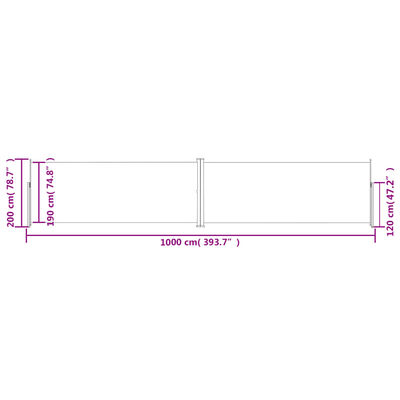 vidaXL Zaťahovacia bočná markíza modrá 200x1000 cm