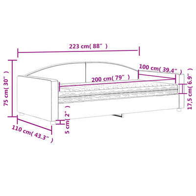 vidaXL Denná posteľ s matracom krémová 100x200 cm látka