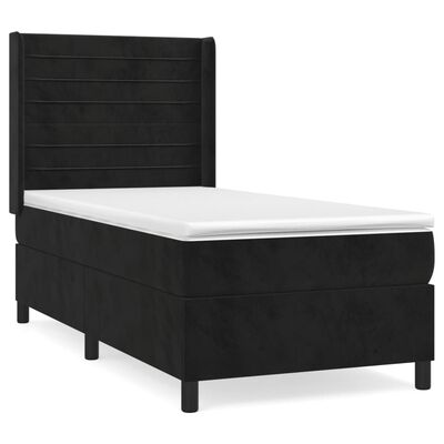 vidaXL Posteľný rám boxspring s matracom čierny 100x200 cm zamat