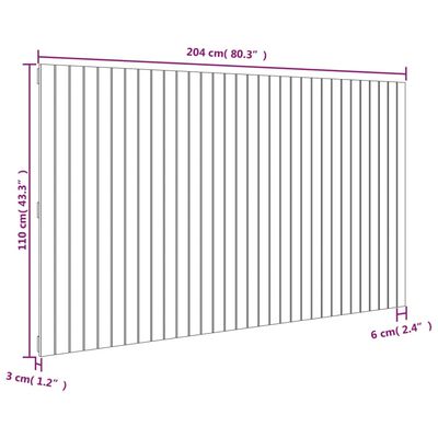 vidaXL Nástenné čelo postele čierne 204x3x110 cm masívna borovica