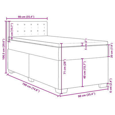 vidaXL Boxspring posteľ s matracom sivá 90x190 cm umelá koža