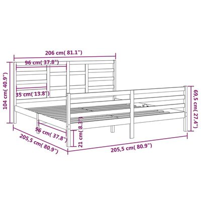 vidaXL Posteľný rám bez matraca, drevený masív 200x200 cm