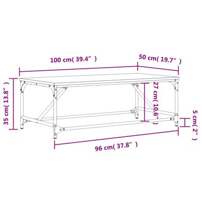 vidaXL Konferenčný stolík Hnedý dub 100x50x35 cm spracované drevo