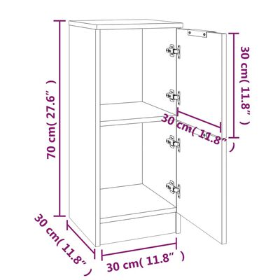 vidaXL Komoda hnedý dub 30x30x70 cm spracované drevo