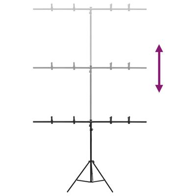 vidaXL Stojan na fotopozadie v tvare T čierny 151x60x(70-200) cm