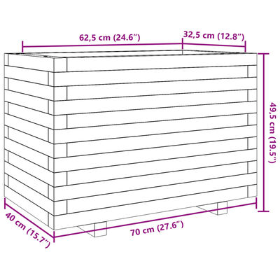 vidaXL Záhradný kvetináč 70x40x49,5 cm impregnovaná borovica