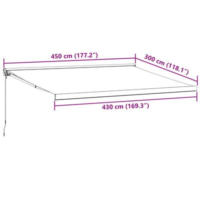 vidaXL Ručne zaťahovacia markíza hnedá 450x300 cm