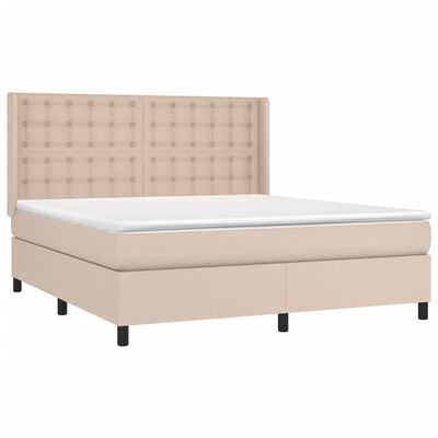 vidaXL Boxspring posteľ s matracom kapučínová 160x200 cm umelá koža