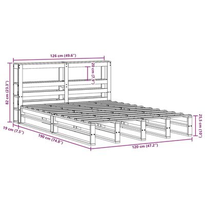 vidaXL Posteľ bez matraca biela 120x190 cm masívna borovica