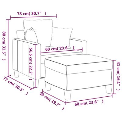 vidaXL Kreslo s podnožkou tmavosivé 60 cm látkové