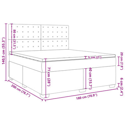 vidaXL Posteľný rám boxspring s matracom modrý 180x200 cm látka