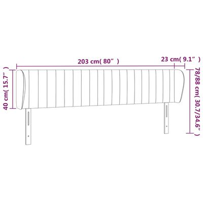 vidaXL Čelo postele so záhybmi bledosivé 203x23x78/88 cm zamat