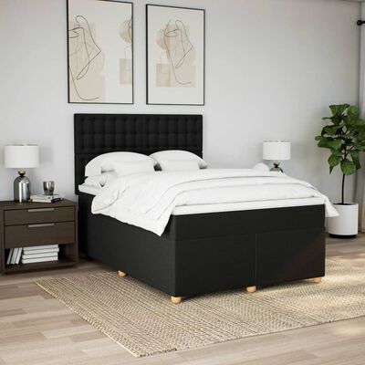 vidaXL Posteľný rám boxspring s matracom čierny 140x200 cm látka