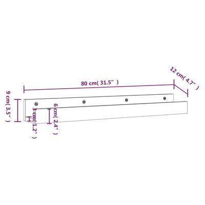 vidaXL Nástenné skrinky 2 ks sivé 80x12x9 cm masívna borovica