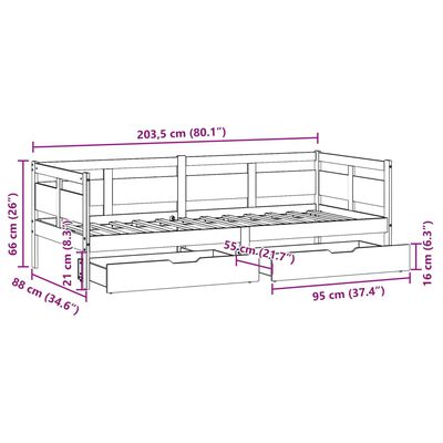 vidaXL Denná posteľ zásuvky biela 80x200 cm masívna borovica