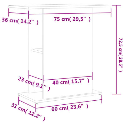 vidaXL Stojan na akvárium hnedý dub 75x36x72,5 cm kompozitné drevo