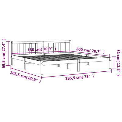 vidaXL Posteľ bez matraca voskovo hnedá 180x200 cm masívna borovica