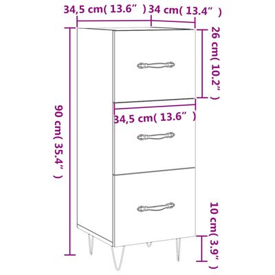 vidaXL Komoda sivý dub sonoma 34,5x34x90 cm spracované drevo