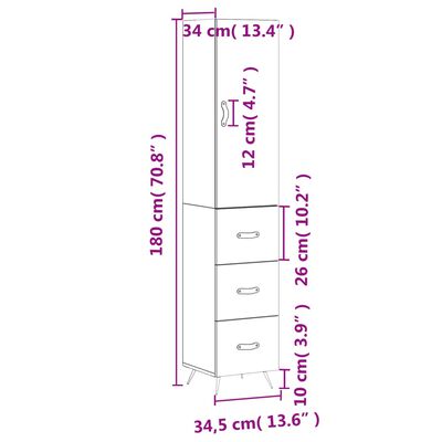 vidaXL Vysoká skrinka čierna 34,5x34x180 cm spracované drevo