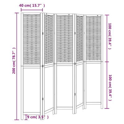 vidaXL Paraván 5 panelov biely masívne drevo paulovnie