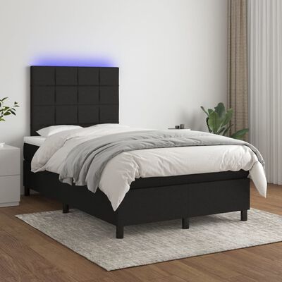 vidaXL Boxspring posteľ s matracom a LED, čierna 120x190 cm, látka