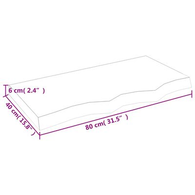 vidaXL Stolová doska 80x40x(2-6) cm neošetrený dubový masív