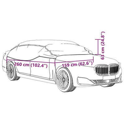 vidaXL Polovičná plachta na auto s háčikmi strieborná M