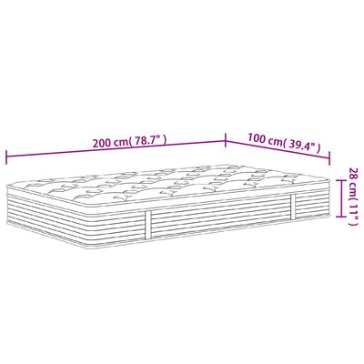 vidaXL Taštičkový pružinový matrac stredne tvrdý plus 100x200 cm