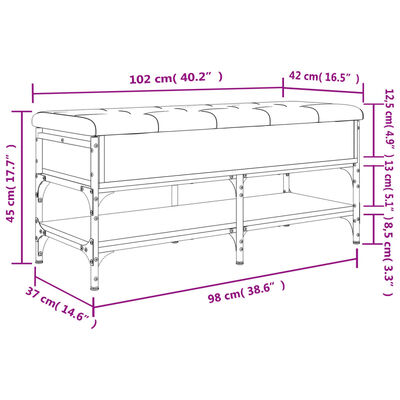 vidaXL Lavička na topánky dymový dub 102x42x45 cm kompozitné drevo