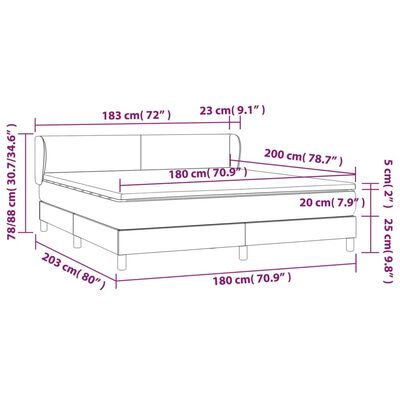 vidaXL Posteľný rám boxsping s matracom bledosivý 180x200 cm zamat