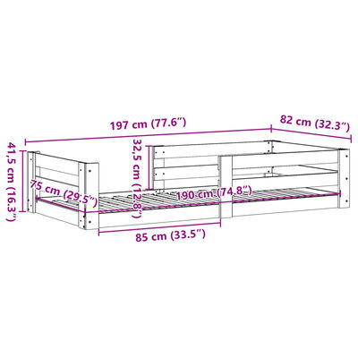 vidaXL Posteľ bez matraca biela 75x190 cm masívna borovica