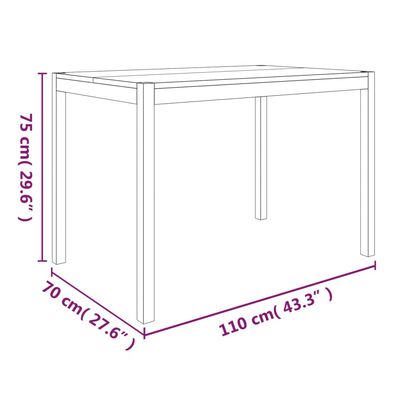 vidaXL Jedálenský stôl 110x70x75 cm akáciový masív