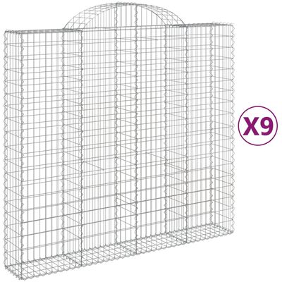 vidaXL Oblúkové gabiónové koše 9ks 200x50x180/200cm pozinkované železo