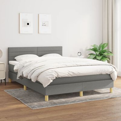 vidaXL Boxspring posteľ s matracom tmavosivá 140x200 cm látka