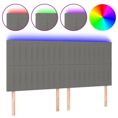 vidaXL Čelo postele s LED tmavosivé 180x5x118/128 cm látka