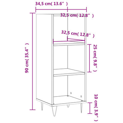 vidaXL Komoda dub sonoma 34,5x32,5x90 cm kompozitné drevo