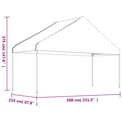 vidaXL Altánok so strechou, biely 4,46x5,88x3,75 m, polyetylén