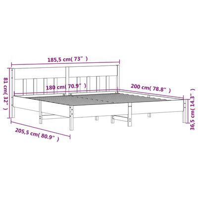 vidaXL Posteľ bez matraca biela 180x200 cm masívna borovica