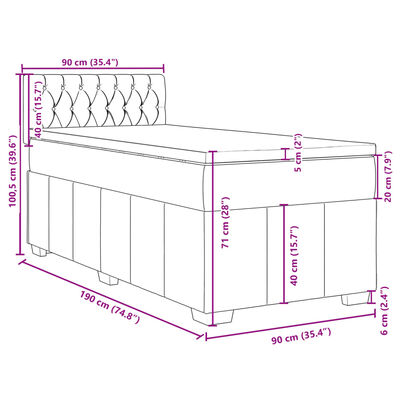 vidaXL Posteľný rám boxspring s matracom modrý 90x190 cm látka