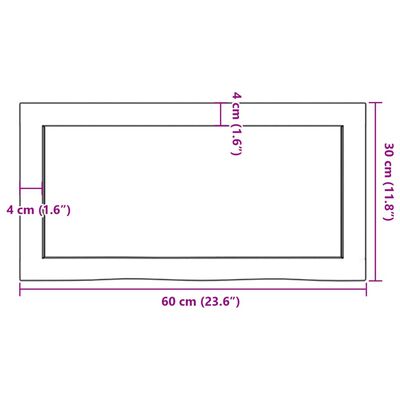 vidaXL Kúpeľňová doska 60x30x(2-6) cm neošetrený masív