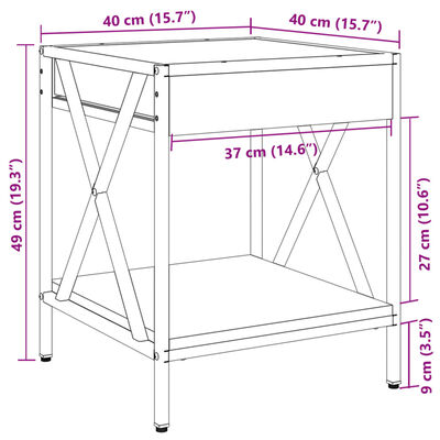 vidaXL Konferenčný stolík s nekonečnými LED hnedý dub 40x40x49 cm