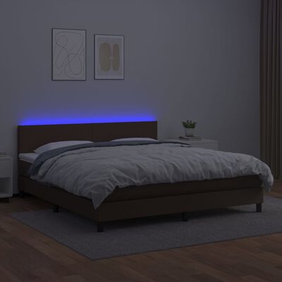 vidaXL Boxspring posteľ s matracom a LED hnedá 160x200 cm umelá koža