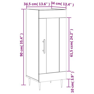 vidaXL Komoda biela 34,5x34x90 cm spracované drevo