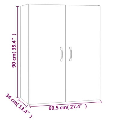 vidaXL Závesná skrinka biela 69,5x34x90 cm spracované drevo