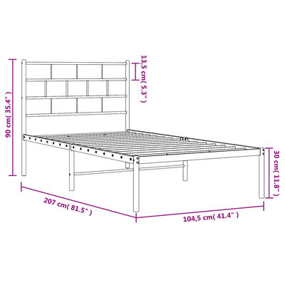 vidaXL Kovový rám postele s čelom čierny 100x200 cm